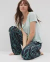 Soma Women's Cool Nights Short Sleeve + Pants Pajama Set In Navy Blue Size Medium Petite |  Gifts For In So Releafed Nightfall Nvy