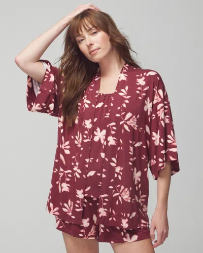 Soma Women's Cool Nights Sleep Cardi In Red Size Small |  In Budding Romance Vermill