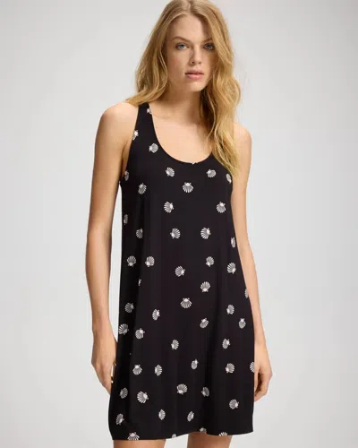 Soma Women's Cool Nights Sleep Tank Top Nightgown In Black Size Xs |  In Shell Confetti Black
