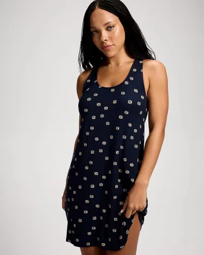 Soma Women's Cool Nights Sleep Tank Top Nightgown In Navy Blue Size Xs |  In Rainforest Icon Navy