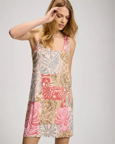 Soma Women's Cool Nights Sleep Tank Top Nightgown In Pink Size Xs |  In Patchwork Paradise Blush