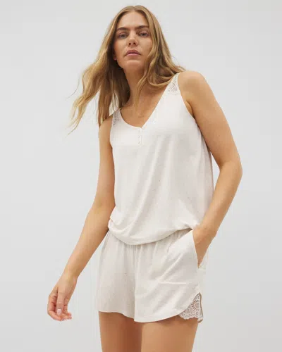 Soma Women's Cool Nights Slub Pajama Short In Ivory Size Xs |  Pajama Sets
