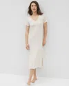 Soma Women's Cool Nights Slub Short Sleeve Long Nightgown In Ivory Size Large |