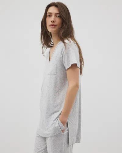 Soma Women's Cool Nights Slub Short Sleeve Tunic Pajama Tee In Ivory Size Small |  Pajama Sets
