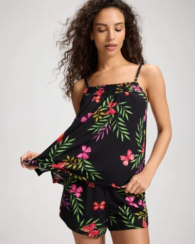 Soma Women's Cool Nights Smocked Pajama Cami In Black Size Xs |  Pajama Sets In Celestial Garden Black