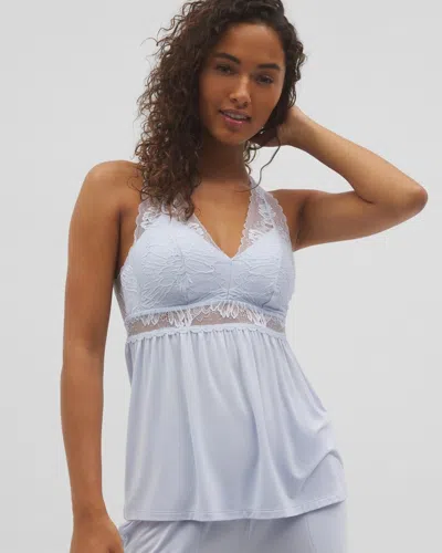 Soma Women's Cool Nights Soft Support Lace Cami Pajama Top In Blue Size Xs |  Mother's Day Pajamas In Ocean Air