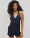 Soma Women's Cool Nights Soft Support Lace Cami Pajama Top In Navy Blue Size Medium |  Mother's Day P In Nightfall Navy