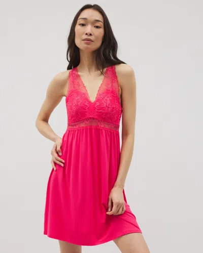 Soma Women's Cool Nights Soft Support Lace Chemise In Pink Size Xs |  In Perfect Pink