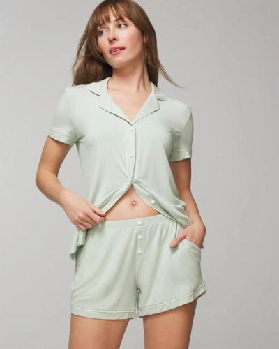 Soma Women's Cool Nights Solid Piped Pajama Shorts In Sage Green Size Xl |