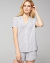 SOMA WOMEN'S COOL NIGHTS SOLID SHORT SLEEVE NOTCH COLLAR IN GRAY SIZE SMALL | SOMA