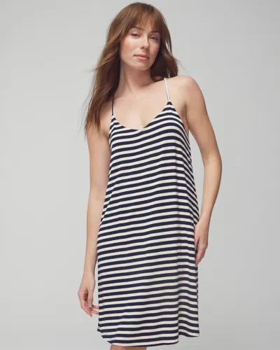 Soma Women's Cool Nights Strappy Night Gown In Capri Stripe H White Smk Size 2xl |