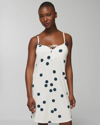 Soma Women's Cool Nights Tie-front Chemise In White Polka Dot Size 2xl |  In Belle Dot Ivory