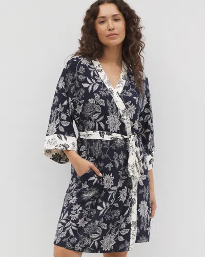 Soma Women's Cool Nights Twin Print Robe In Navy Blue Size Large/xl |