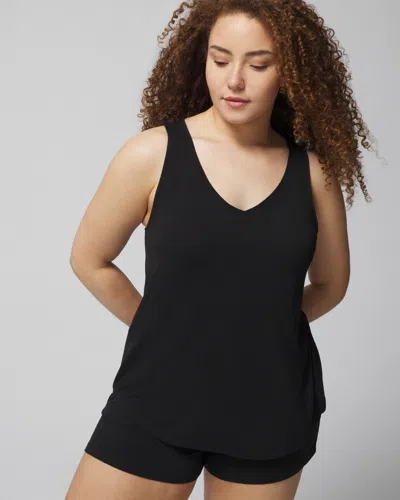 Soma Women's Cool Nights V-neck Sleep Tank Top In Black Size Xs |