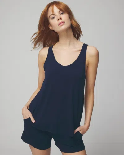 Soma Women's Cool Nights V-neck Sleep Tank Top In Navy Blue Size Xl |  In Nightfall Navy