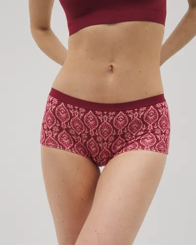 Soma Women's Cotton Boyshort Panty In Red Size Medium |  In Plentiful Pieces Kiss