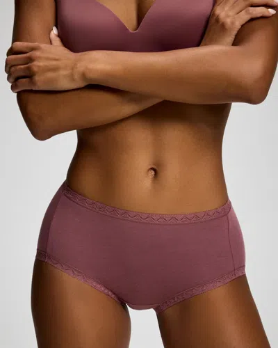 Soma Women's Cotton Brief Panty With Lace Trim In Pink Size Small |  In Cocoa Rouge