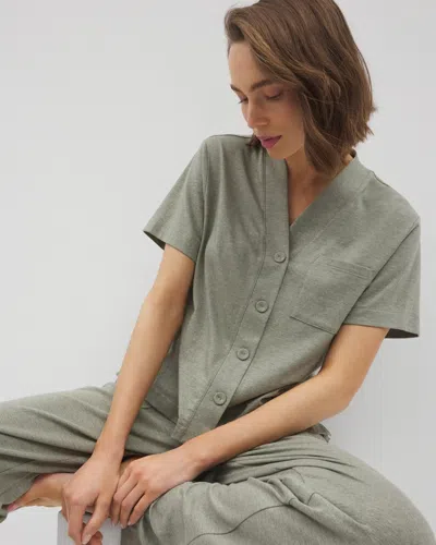 Soma Women's Cotton Button-front Pajama Top In Green Size 2xl |  Mother's Day Pajamas In Heather Highlands