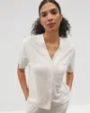 Soma Women's Cotton Button-front Pajama Top In Tan Size Xl |  Mother's Day Pajamas In Heather Crystal