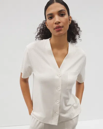 Soma Women's Cotton Button-front Pajama Top In Tan Size Xl |  Mother's Day Pajamas In Heather Crystal