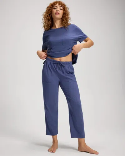 Soma Women's Cotton Crop Pajama Pants In Blue Size Small |  Pajama Sets In Washed Indigo