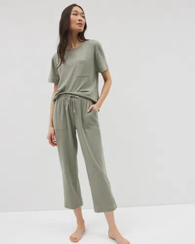 Soma Women's Cotton Crop Pajama Pants In Green Size Medium |  Mother's Day Pajamas In Heather Highlands