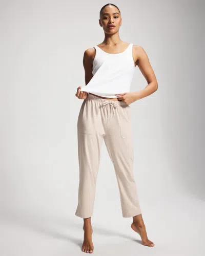 Soma Women's Cotton Crop Pajama Pants In Ivory Size Medium |  Pajama Sets In Heather Shell