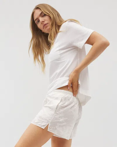 Soma Women's Cotton Eyelet Pajama Short In Ivory Size Xl |  Pajama Sets