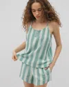 Soma Women's Cotton Gauze Cami Pajama Top In Blue Size 2xl |  Pajama Sets In Teal Stripe