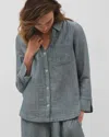 Soma Women's Cotton Gauze Long Sleeve Pajama Top In Green Size Small |  Mother's Day Pajamas In Dark Sea Crossdye