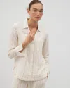 Soma Women's Cotton Gauze Long Sleeve Pajama Top In Ivory Size 2xl |  Mother's Day Pajamas In Champagne Stripe