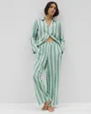Soma Women's Cotton Gauze Pajama Pants In Blue Size Xl |  Mother's Day Pajamas In Teal Stripe