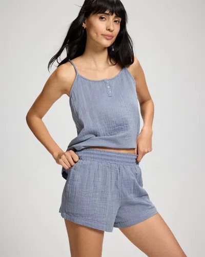 Soma Women's Cotton Gauze Pajama Shorts In Blue Size Xs |  Pajama Sets In Zen Blue/washed Indigo