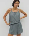 Soma Women's Cotton Gauze Pajama Shorts In Green Size Large |  Mother's Day Pajamas In Dark Sea Crossdye