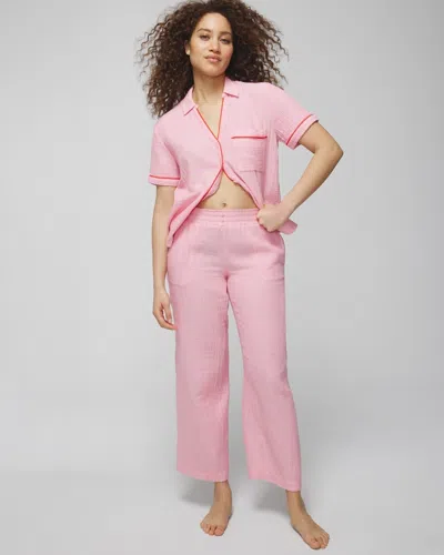 Soma Women's Cotton Gauze Pajama Pants In Crossdye Make Me Blush Size Small |