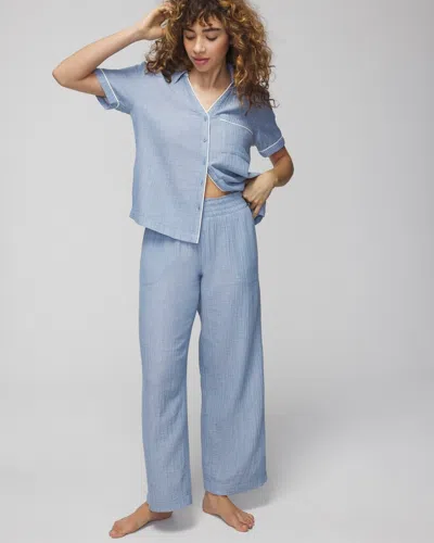 Soma Women's Cotton Gauze Pajama Pants In Crossdye Vintage Indigo Size Xl |