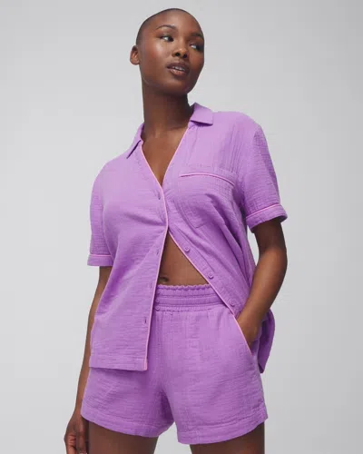 Soma Women's Cotton Gauze Pajama Shorts In Purple Size 2xl |  Pajama Sets In Amethyst Orchid