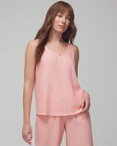 Soma Women's Cotton Gauze Tank Top In Crossdye Make Me Blush Size Medium |