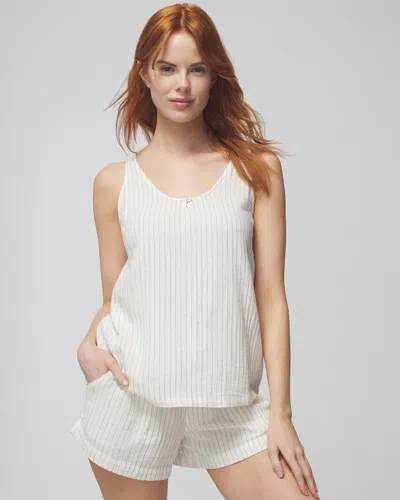 Soma Women's Cotton Gauze Tank Top In Dbl Cloth Bw Stripe Size Large |