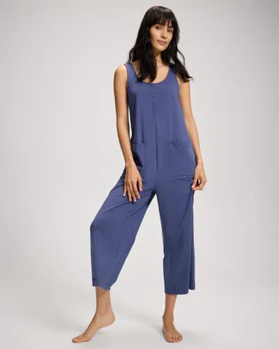 Soma Women's Cotton Henley Jumpsuit In Blue Size Small |  In Washed Indigo