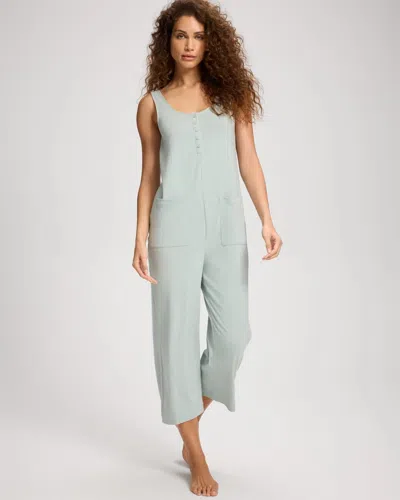 Soma Women's Cotton Henley Jumpsuit In Green Size Xs |  In Heather Cool Mint