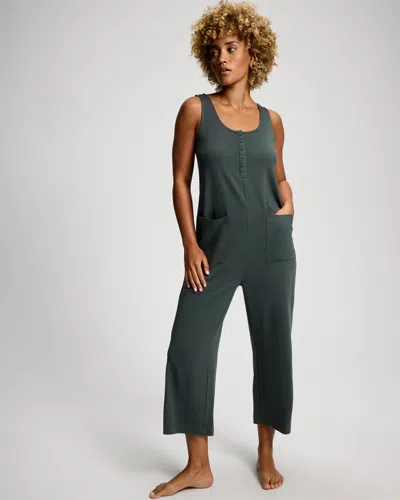 Soma Women's Cotton Henley Jumpsuit In Green Size Xs |  In Nightwatch Olive