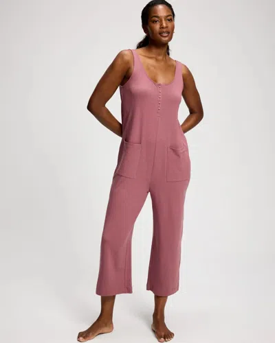 Soma Women's Cotton Henley Jumpsuit In Pink Size Xs |  In Cocoa Rouge