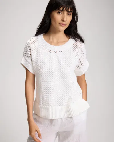 Soma Women's Cotton Mesh-stitch Relaxed Fit Dolman Top In White Size Xs |