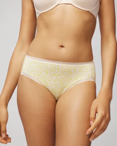 Soma Women's Cotton Modal High-leg Brief Underwear In Fleur Vine Mid Ws/lime Size Xs |