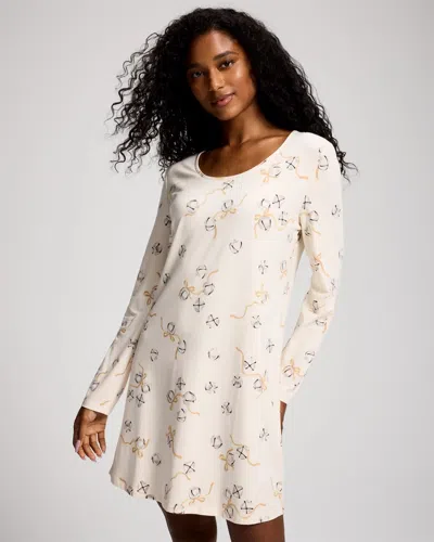Soma Women's Cotton Modal Long-sleeve Nightgown In Ivory Size Xs |  In Gray