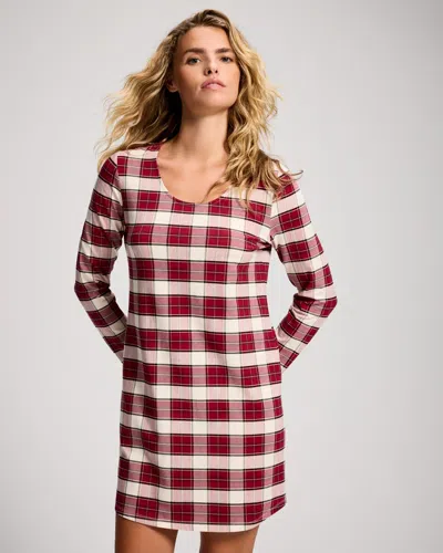 Soma Women's Cotton Modal Long-sleeve Nightgown In Ivory Size Xs |  In Pink