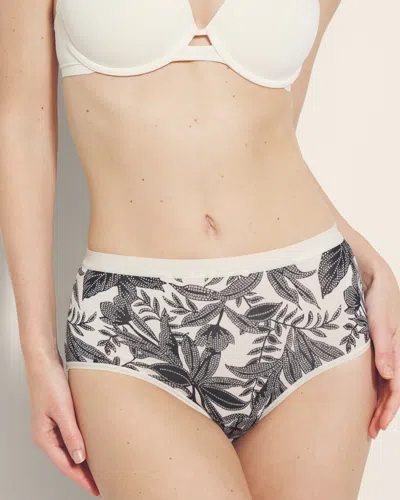 Soma Women's Cotton Modal Modern Brief Underwear In Patterned Palms M White Size Xl |