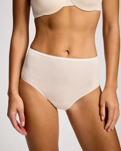Soma Women's Cotton Modern Brief In Ivory Size Xs |  Vanishing Edge Panties In Heather Ecru