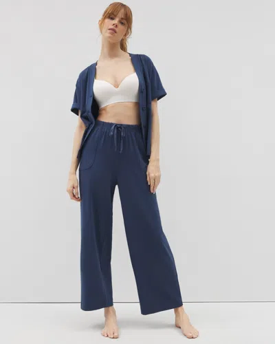 Soma Women's Cotton Pajama Pants In Blue Size Large Tall |  Mother's Day Pajamas In Ink Blue
